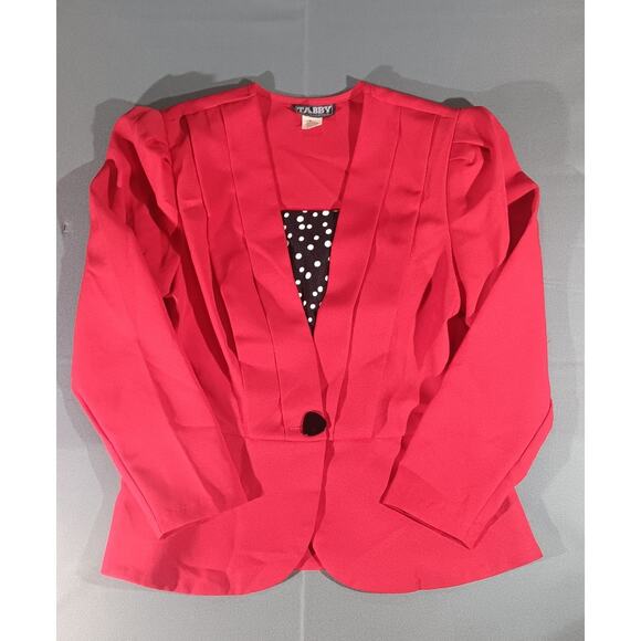 Vintage Tabby of California Red Blazer Size 14P 80s Power Suit Jacket USA Made - Picture 1 of 7